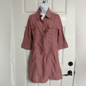 D1- MONTANA JEANS Faded Red Washed Button Front Shirt Dress